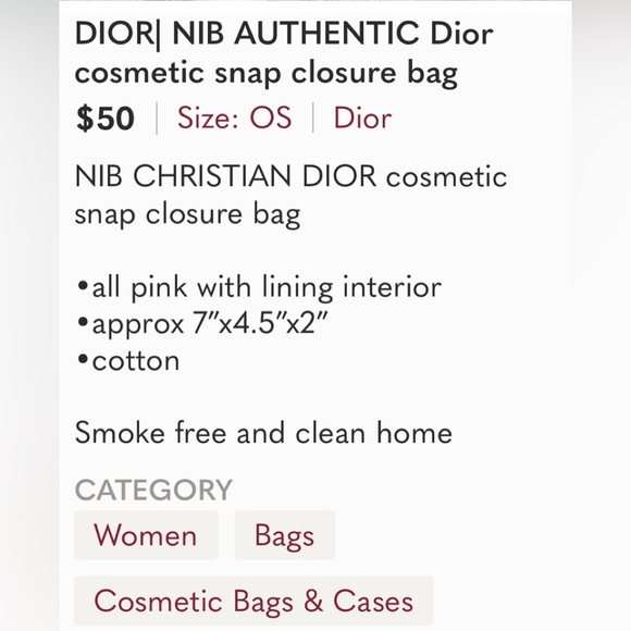 DIOR| NIB AUTHENTIC Dior cosmetic snap closure bag - Picture 6 of 6
